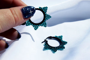 Beaded Sunburst Hoops