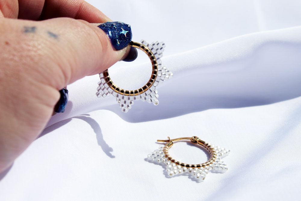 Beaded Sunburst Hoops